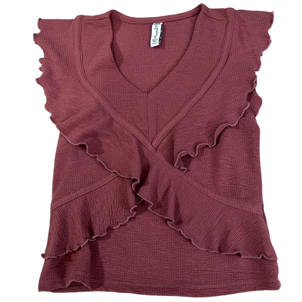 Ruffled Short Sleeve Top, American Rag, Size XS